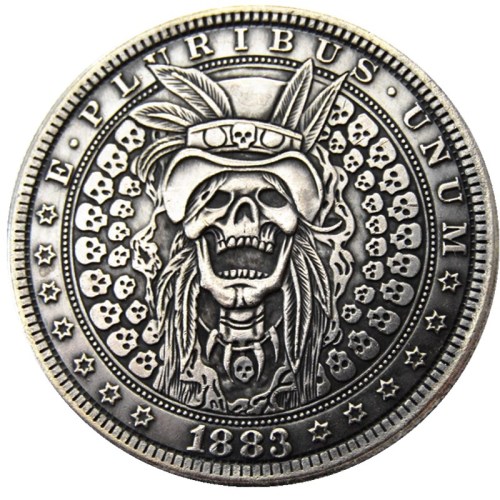 HOBO US Morgan Silver Plated Dollar skull zombie skeleton Copy Coin Type13