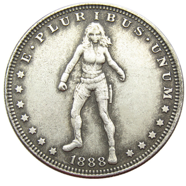 HOBO US 1888 Morgan Silver Plated Dollar skull zombie skeleton Copy Coin Type01