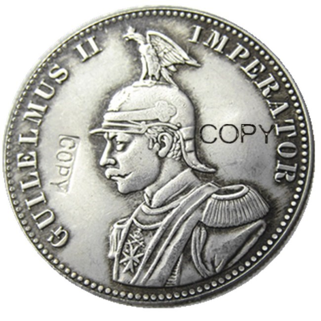 1891-1902 5pcs German East Africa 1 Rupie Coin Guilelmus II Imperator Silver Plated Copy coin