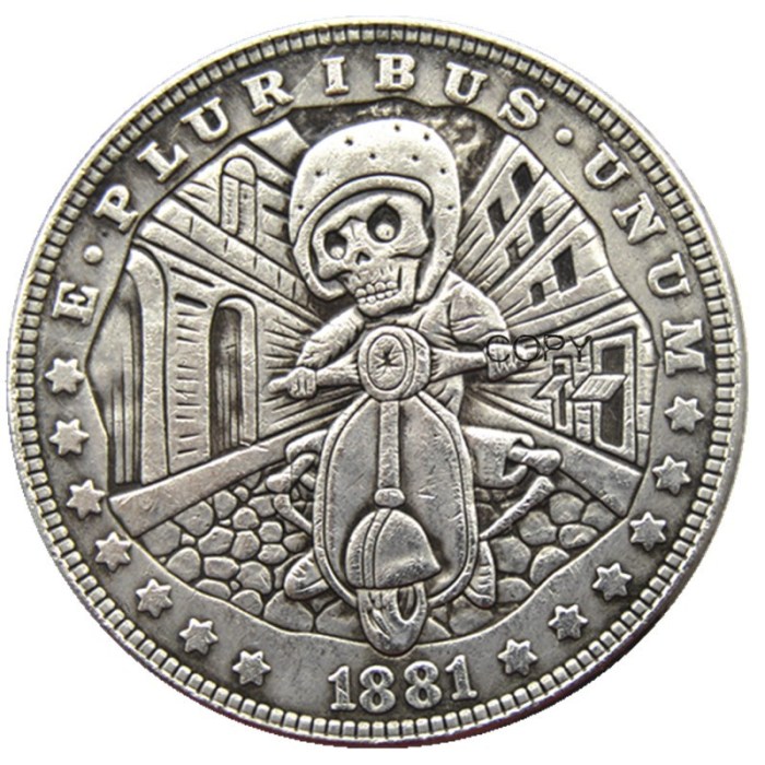 HOBO US Morgan Dollar Silver Plated Dollar skull zombie skeleton Copy Coin Type125