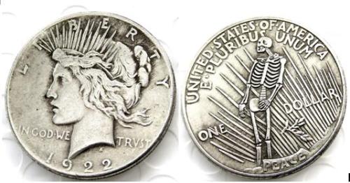 HOBO US Morgan Silver Plated Dollar skull zombie skeleton Copy Coin Type43