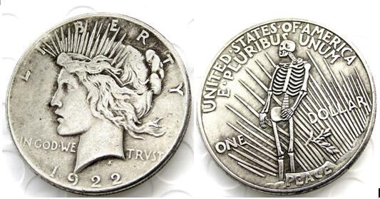 HOBO US Morgan Silver Plated Dollar skull zombie skeleton Copy Coin Type43