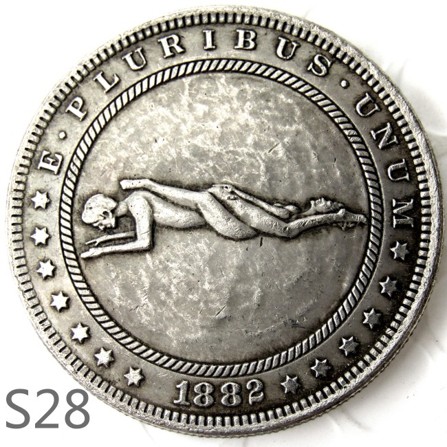 HOBO 1882cc Sex Morgan Silver Plated Dollar Copy Coin TypeS28