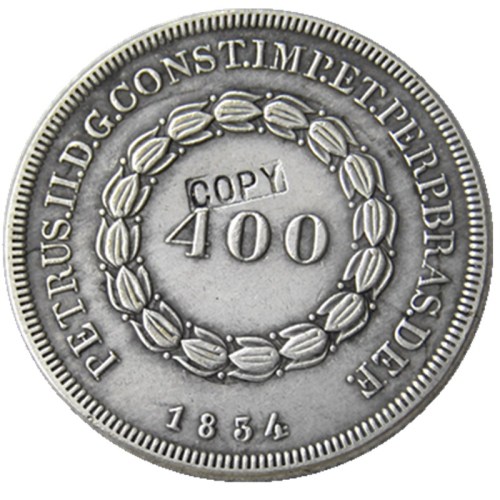 Brazil 1834 400 Reis Silver Plated Copy Coins