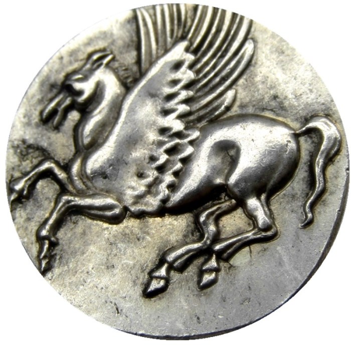 G(15)Rare Ancient Greek Silver Corinth Stater Coin from Syracuse - 304 BC Silver Plated copy coins