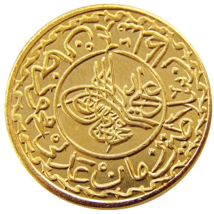 Turkey Ottoman Empire 1 Adli Altin 1223 Gold Plated Copy Coin