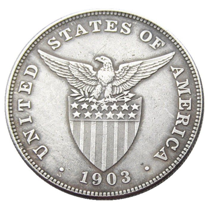 PHILIPPINES 1 Peso 1903S Crown Silver Plated copy coins