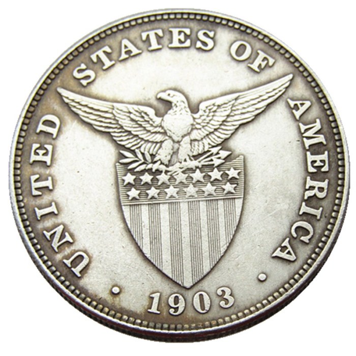 PHILIPPINES 1 Peso 1903 Crown Silver Plated copy coins