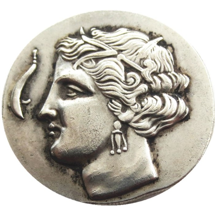 G(22)SICULO-PUNIC,Carthage,310 BC Tetradrachm Arethusa Silver Plated Copy Coin