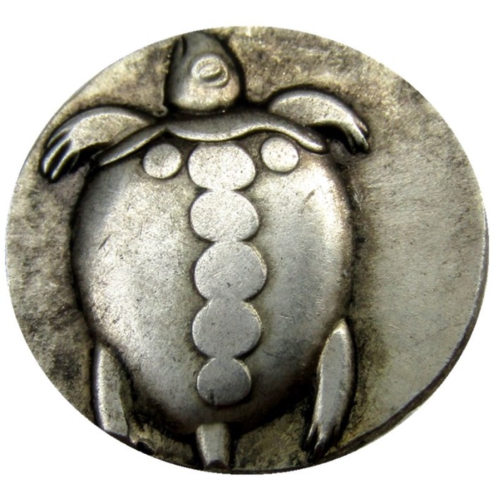 G(13)Rare Ancient Greek Silver Stater Coin from Aegina - 480 BC Silver Plated copy coins