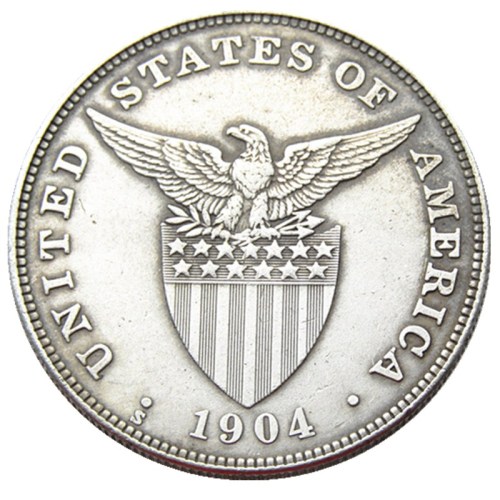 PHILIPPINES 1 Peso 1904S Crown Silver Plated copy coins