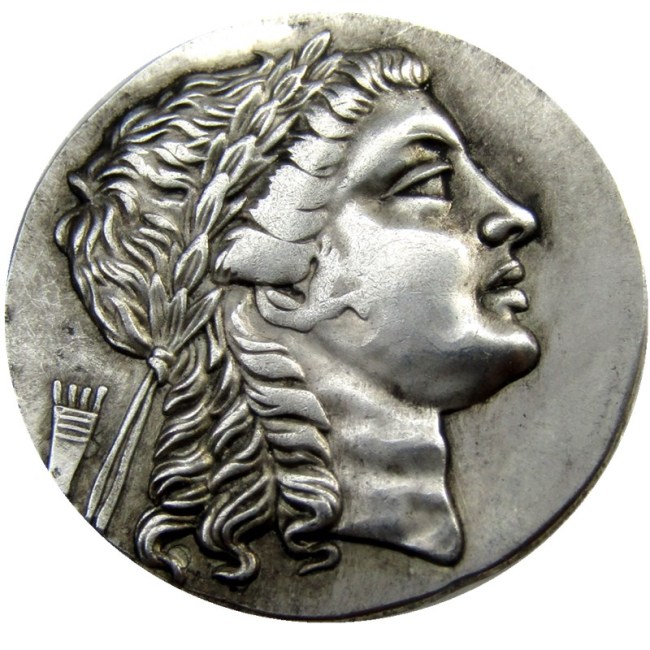 G(12)Rare Large Medallic Ancient Greek Silver Tetradrachm Coin from Myrina Aeolis - 150BC Silver Plated copy coins