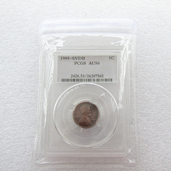 US Coin 1909svdb AU50 1C Lincoln Penny Cent Copper Currency Senior Transparent Box
