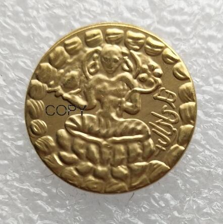 IN(26) INDIA, Post-Gupta (Gauda). Sasanka Deva. Circa AD 600-635. AV Dinar Gold Plated Copy Coin ( 22mm）