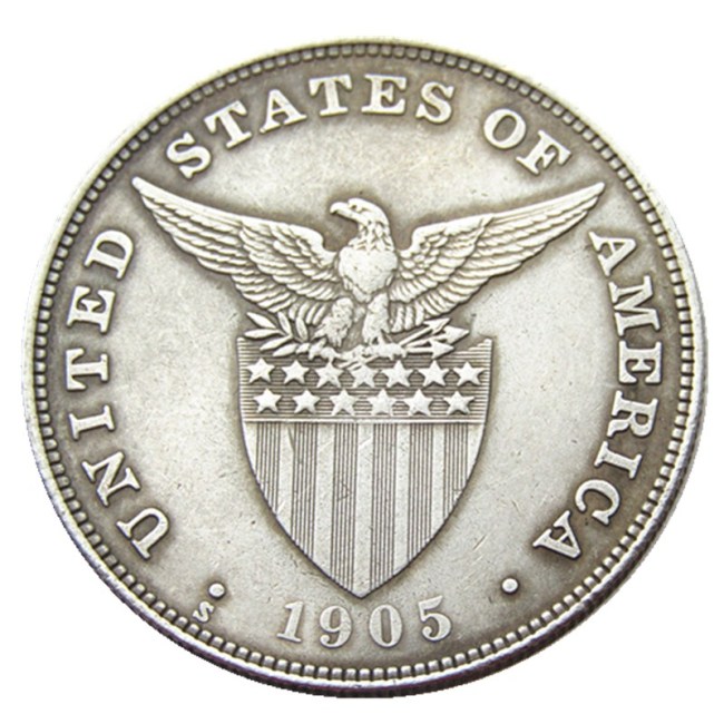 PHILIPPINES 1 Peso 1905S Crown Silver Plated copy coins