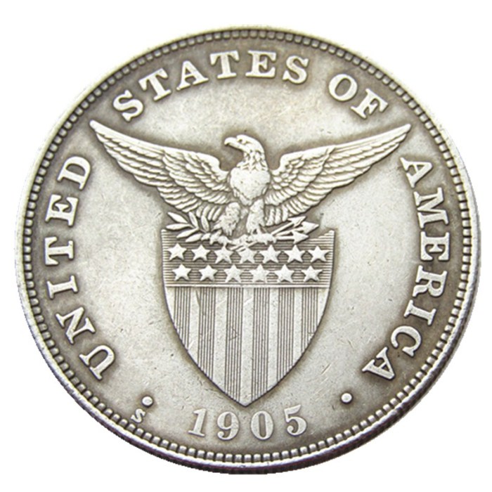 PHILIPPINES 1 Peso 1905S Crown Silver Plated copy coins