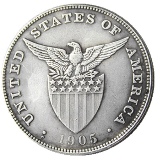 PHILIPPINES 0.5 Peso 1905 Crown Silver Plated copy coins