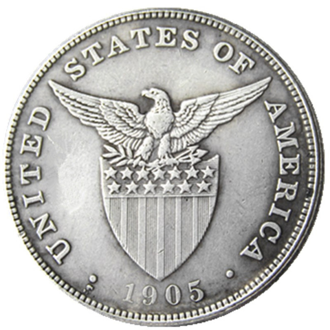 PHILIPPINES 0.5 Peso 1905 Crown Silver Plated copy coins