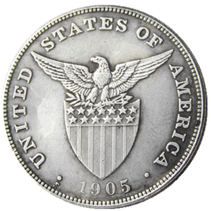 PHILIPPINES 0.5 Peso 1905 Crown Silver Plated copy coins