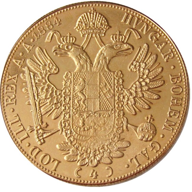 Austria 1884 Habsburg 4 Ducats - Franz Joseph I Diameter 40MM.22g Real Gold-Plated Coins COPY