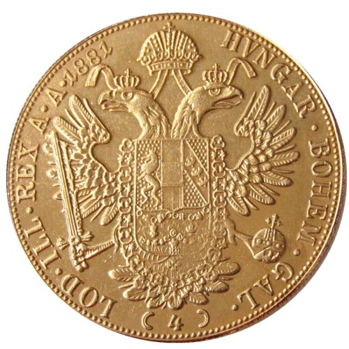 Austria 1881 Habsburg 4 Ducats - Franz Joseph I Diameter 40MM.22g Real Gold-Plated Coins COPY