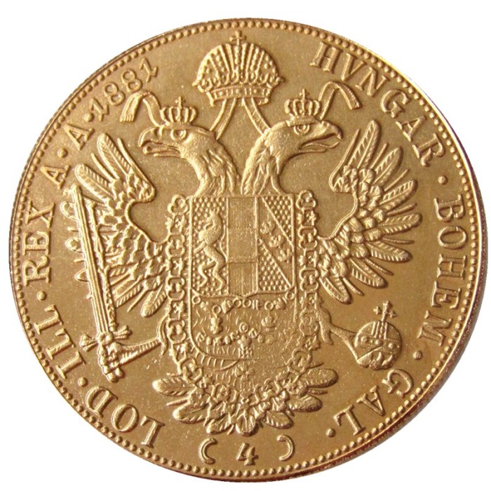 Austria 1881 Habsburg 4 Ducats - Franz Joseph I Diameter 40MM.22g Real Gold-Plated Coins COPY