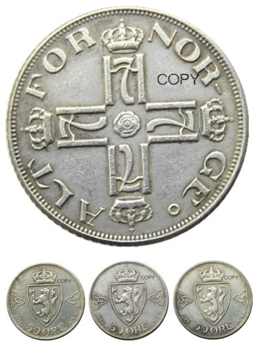 Norway 50 Øre - Haakon VII Year 1921 1922 1923 Silver-Plated Coin COPY