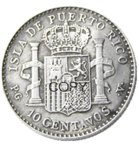 Puerto rico 1896 10 centavos Silver Plated Copy Coins