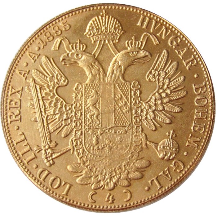 Austria 1885 Habsburg 4 Ducats - Franz Joseph I Diameter 40MM.22g Real Gold-Plated Coins COPY