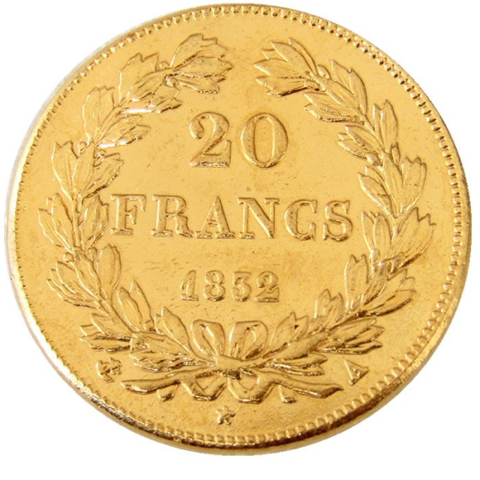 France Louis-Philippe 1832A 20 France Gold Plated Copy Coin