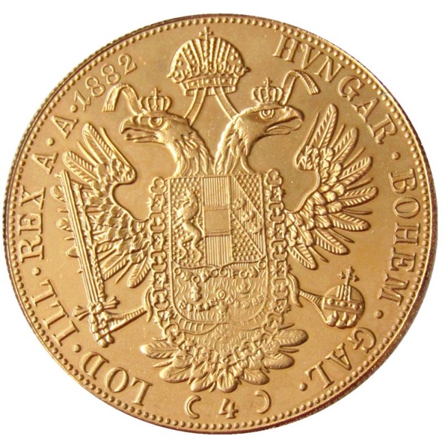 Austria 1882 Habsburg 4 Ducats - Franz Joseph I Diameter 40MM.22g Real Gold-Plated Coins COPY