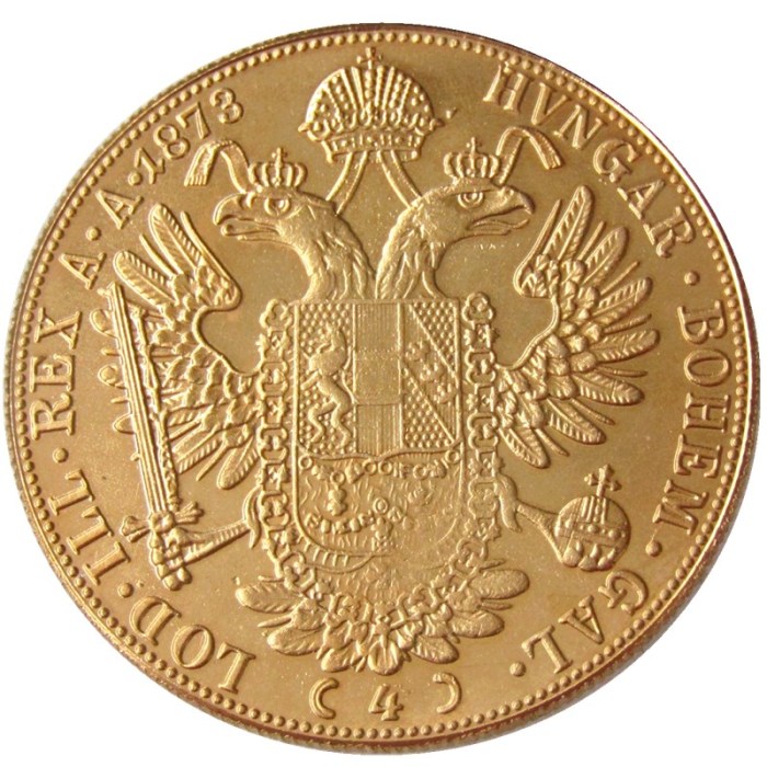 50pcs/Lot Austria Habsburg 4 Ducats - Franz Joseph I Diameter 40MM.13.5-13.7g Real Gold-Plated Coins COPY