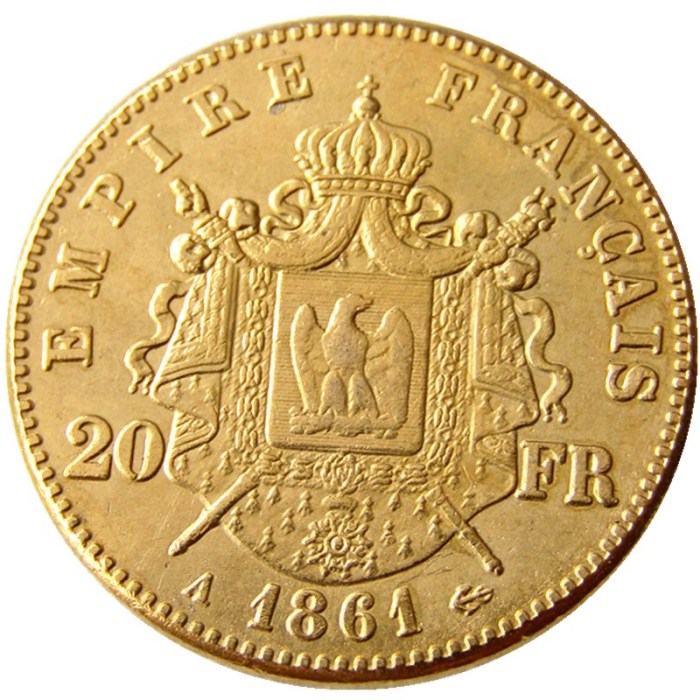 France Napoleon 20 France 1861A Gold Plated Copy Coin