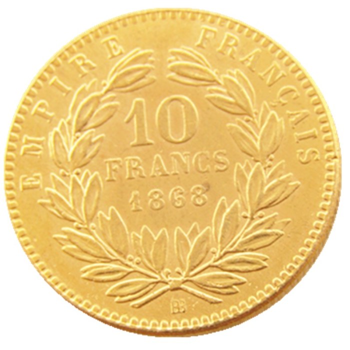 France A Set Of(1861B-1868B) 4pcs 10 Francs Napoleon Gold Plated Copy Coin