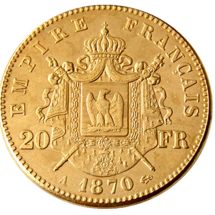 France Napoleon 20 France 1870A Gold Plated Copy Coin