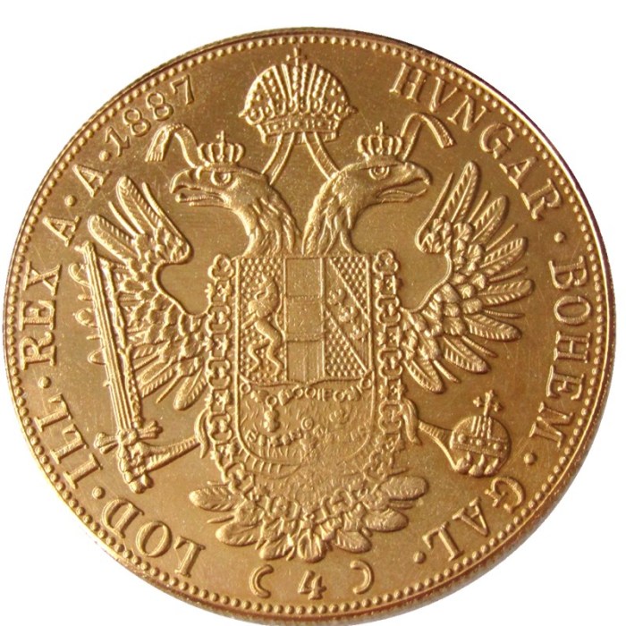 Austria 1887 Habsburg 4 Ducats - Franz Joseph I Diameter 40MM.22g Real Gold-Plated Coins COPY