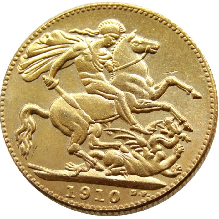 UK RARE 1910 KING EDWARD VII MATT PROOF GOLD PLATED 1 SOVEREIGN (1LSD) COPY COINS