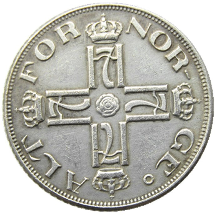 Norway 50 Øre - Haakon VII Year 1921 Silver-Plated Coin COPY
