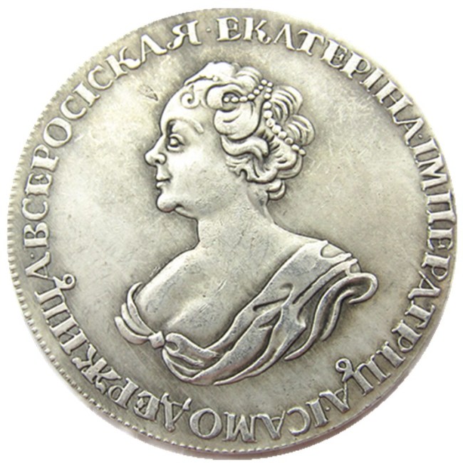 Russian antique coins Catherine 1725 Silver Plated Copy Coin#03