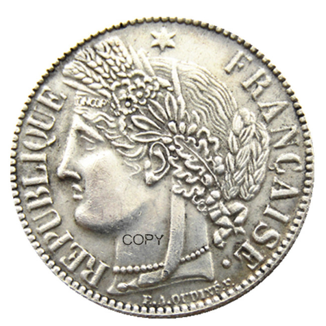 France 1 Franc 1850B Silver Plated Copy Coins