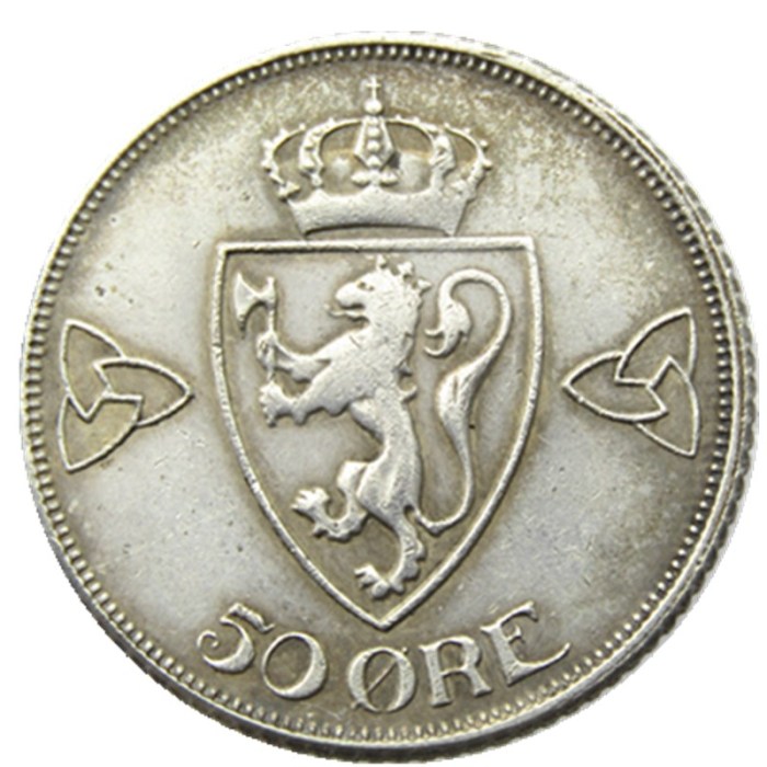 1918 Norway 50 Øre - Haakon VII Silver-Plated Copy Coin