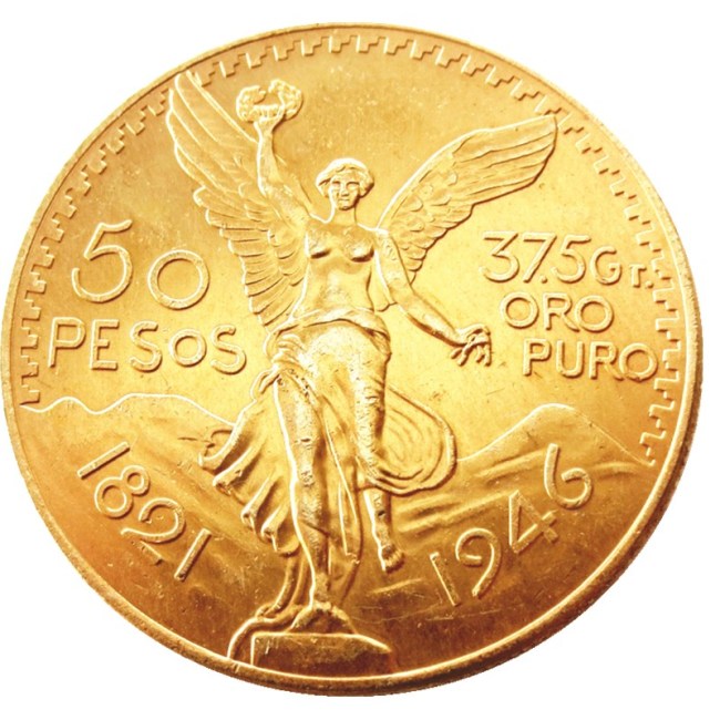 Mexico 1946 Gold Plated 50 Peso Gold Plated Copy Coin