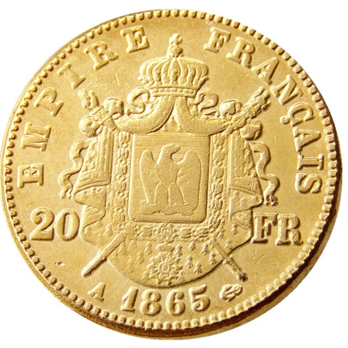 France Napoleon 20 France 1865A Gold Plated Copy Coin