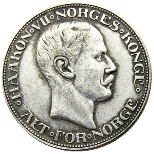 Norway 2 Kroner - Haakon VII 1912 Silver-Plated Coin COPY
