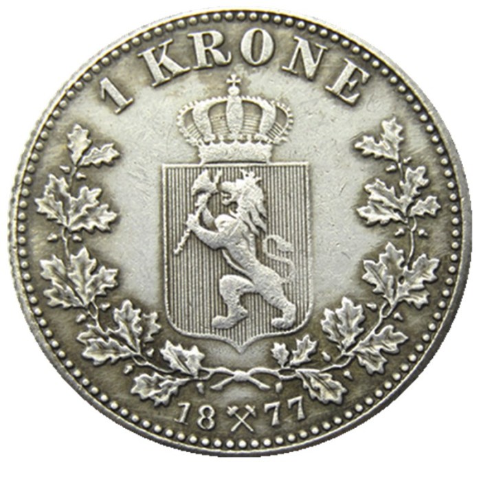 Norway 1 Kroner 1877 Silver Foreign Coin Silver Plated Copy Coins