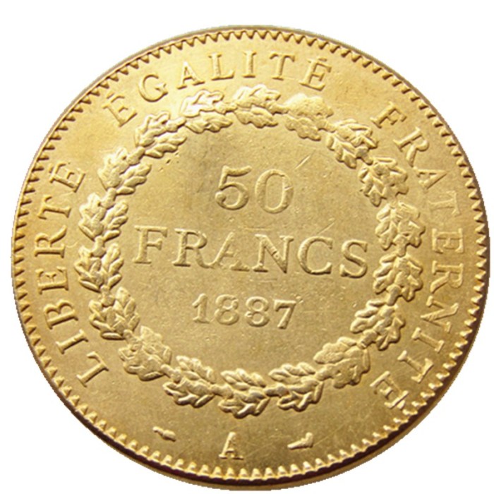 France 1887A 50 Francs Gold Plated Copy Coin