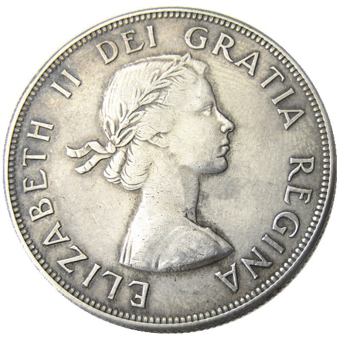 Canada 1 Dollar 1960 ELIZABETH II DEI GRATIA REGINA (1st portrait) Canadian Dollar Silver Plated Copy Coins