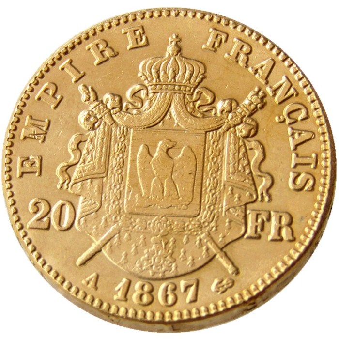 France Napoleon 20 France 1867A Gold Plated Copy Coin