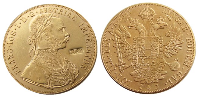 Austria 1911 Habsburg 4 Ducats - Franz Joseph I Diameter 40MM.22g Real Gold-Plated Coins COPY