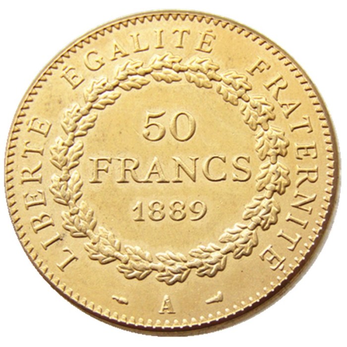 France A Set Of(1878-1904) 6pcs 50 Francs Gold Plated Copy Coin